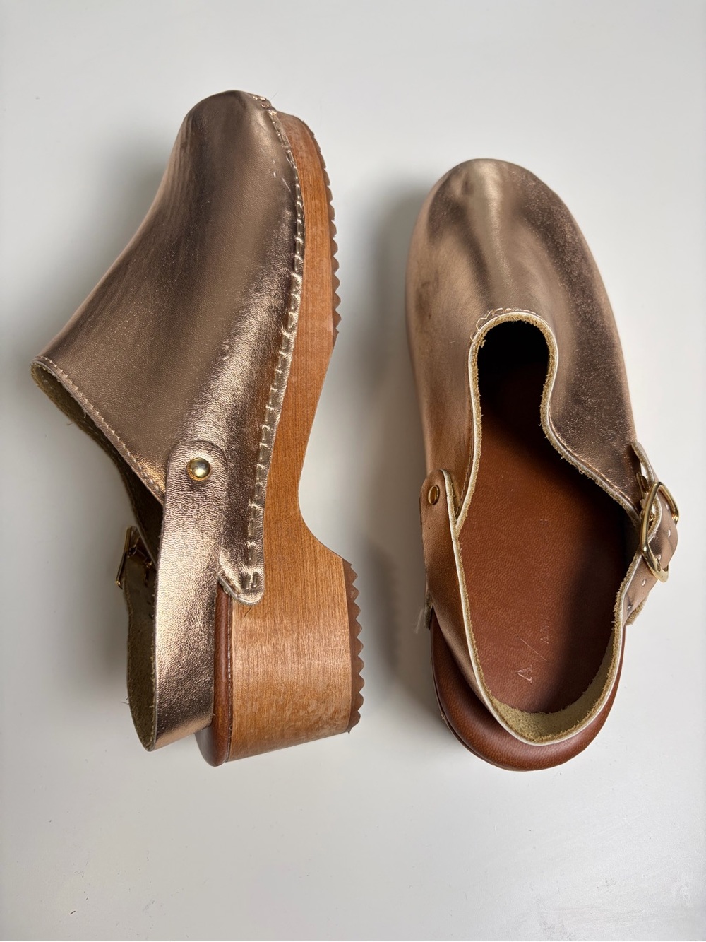 ANTHROPOLOGIE Rose Gold ABBA Clogs‎ 39 - Picture 5 of 16